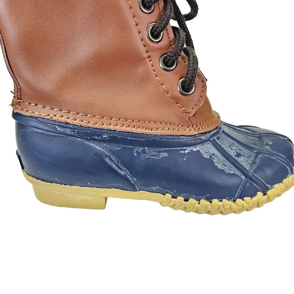 Khombu Kids 12 Montana Duck Boots Brown Blue Insulated ThermoLite Leather Upper